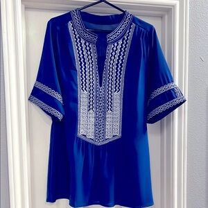 Blue Embroidered Women's Top